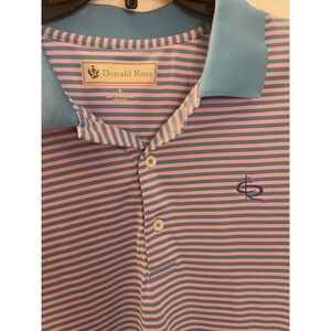 Donald Ross Pink/Blue Striped Large Polyester Golf polo shirt XL